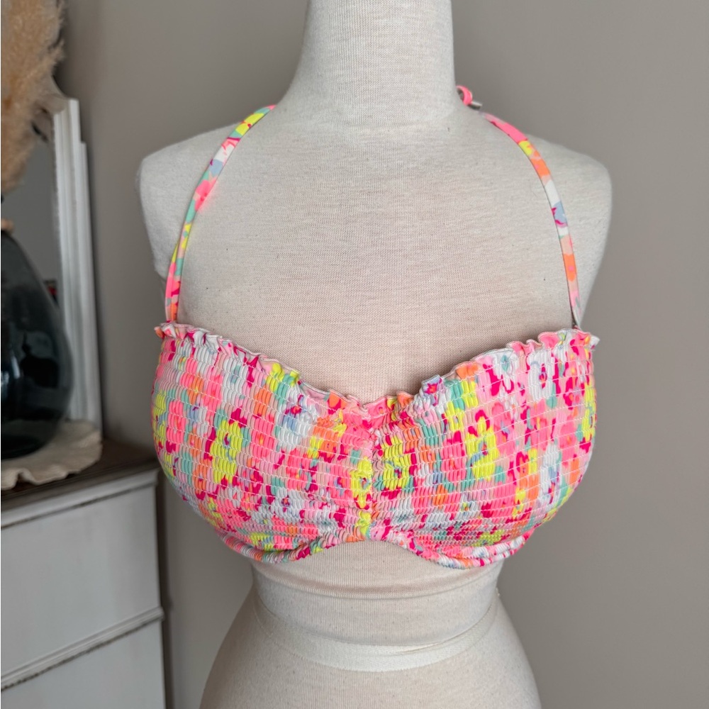 Victoria's Secret Multicolor Smocked Bikini Top size 36 D